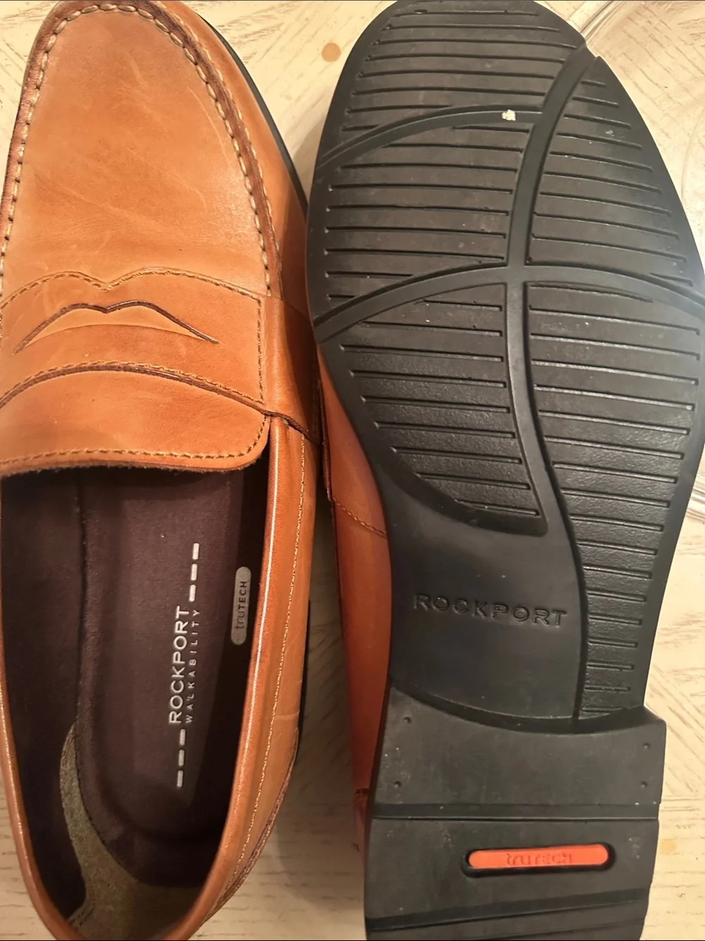 Rockport Brown Leather Penny Loafers - Slip-On Dress Casual